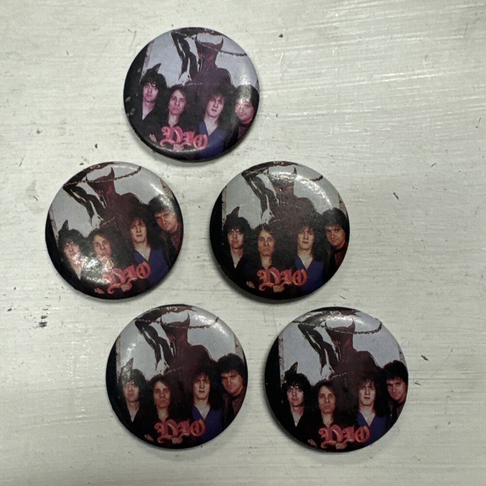 5 x DIO Retro/Vintage 80s Pinback 1 1/4"Button/Pin Ronnie James Dio Heavy Metal